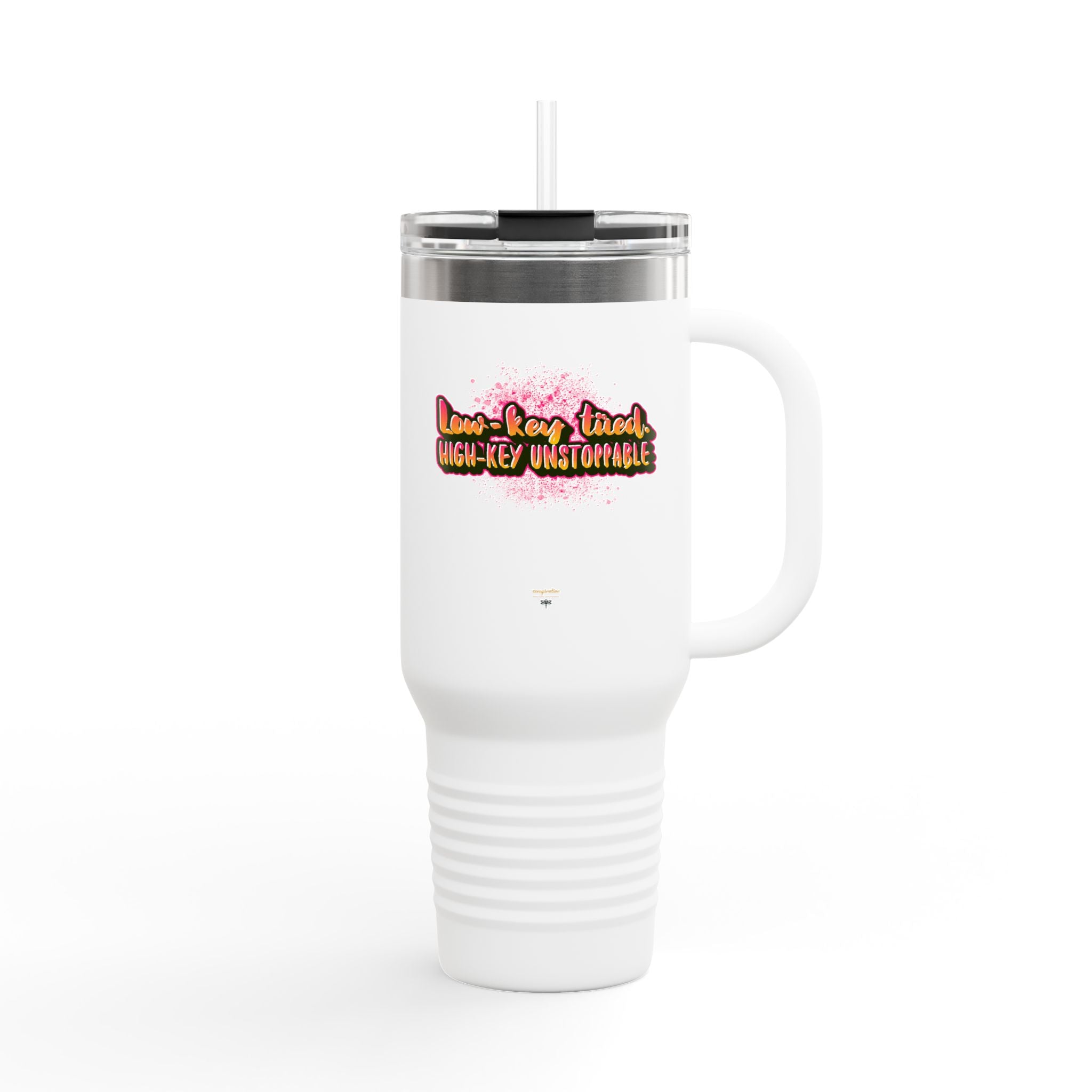 Vibrant Insulated Travel Mug, 40oz - High-Key Unstoppable, Perfect for Road Trips, Coffee Lovers, Gen-Z, Hydration on the Go