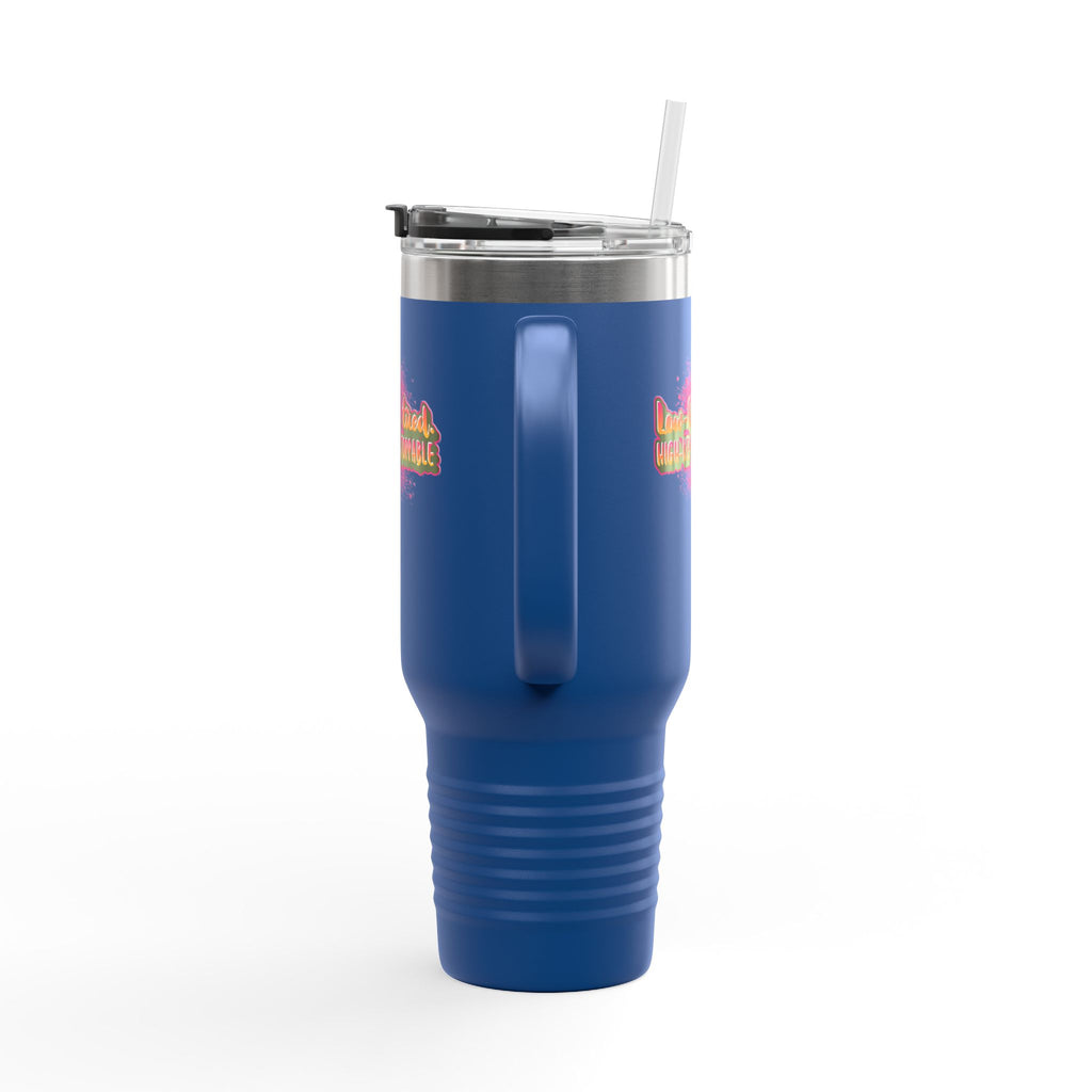 Vibrant Insulated Travel Mug, 40oz - High-Key Unstoppable, Perfect for Road Trips, Coffee Lovers, Gen-Z, Hydration on the Go