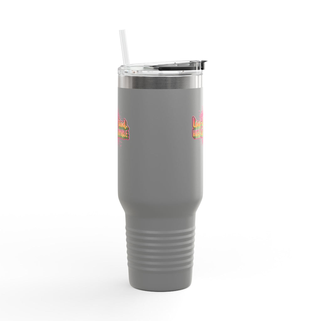 Vibrant Insulated Travel Mug, 40oz - High-Key Unstoppable, Perfect for Road Trips, Coffee Lovers, Gen-Z, Hydration on the Go