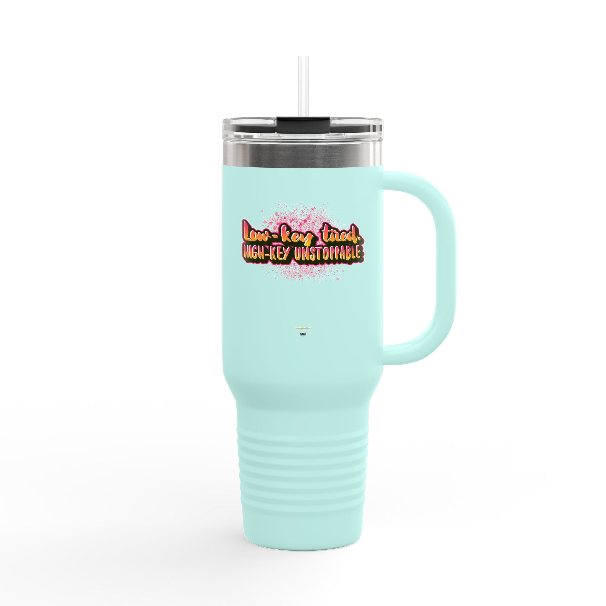 Vibrant Insulated Travel Mug, 40oz - High-Key Unstoppable, Perfect for Road Trips, Coffee Lovers, Gen-Z, Hydration on the Go