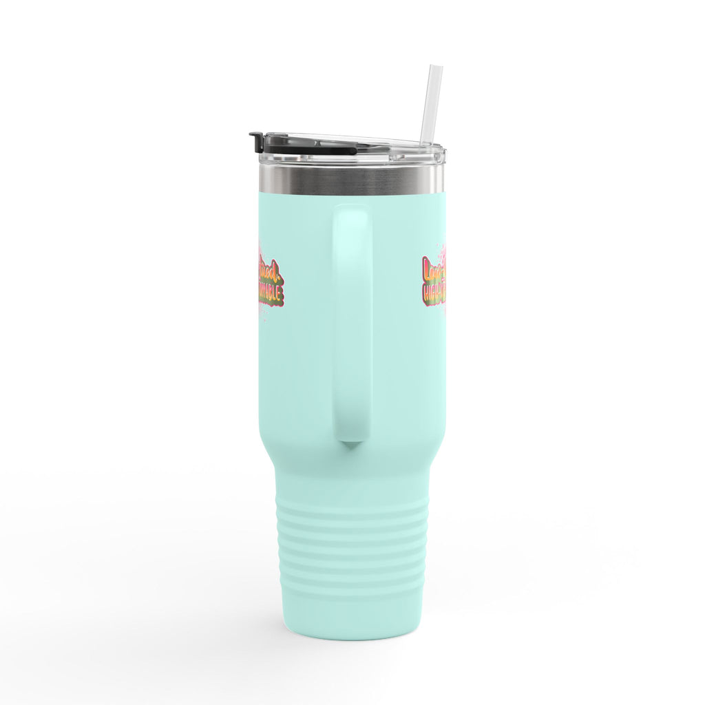 Vibrant Insulated Travel Mug, 40oz - High-Key Unstoppable, Perfect for Road Trips, Coffee Lovers, Gen-Z, Hydration on the Go