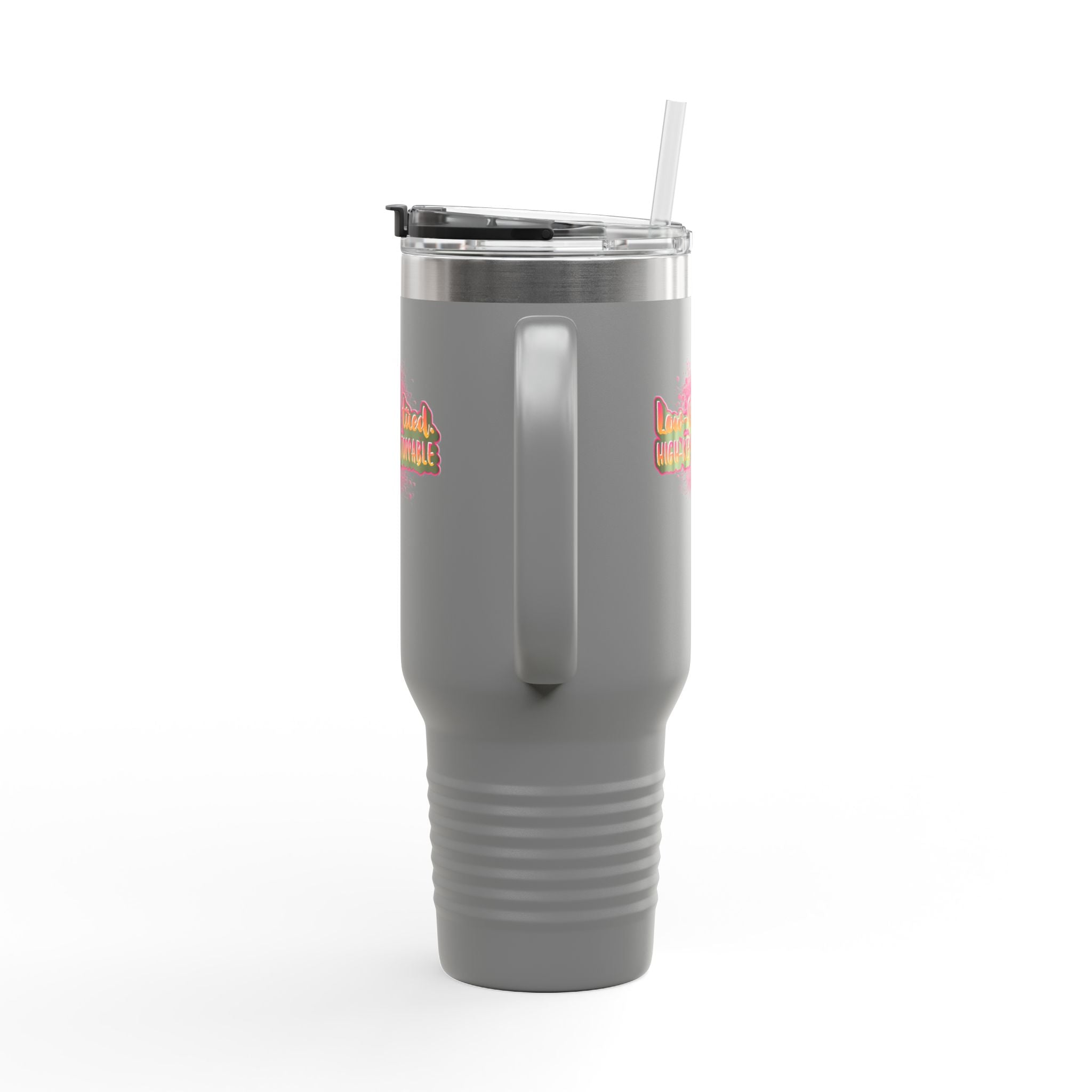Vibrant Insulated Travel Mug, 40oz - High-Key Unstoppable, Perfect for Road Trips, Coffee Lovers, Gen-Z, Hydration on the Go