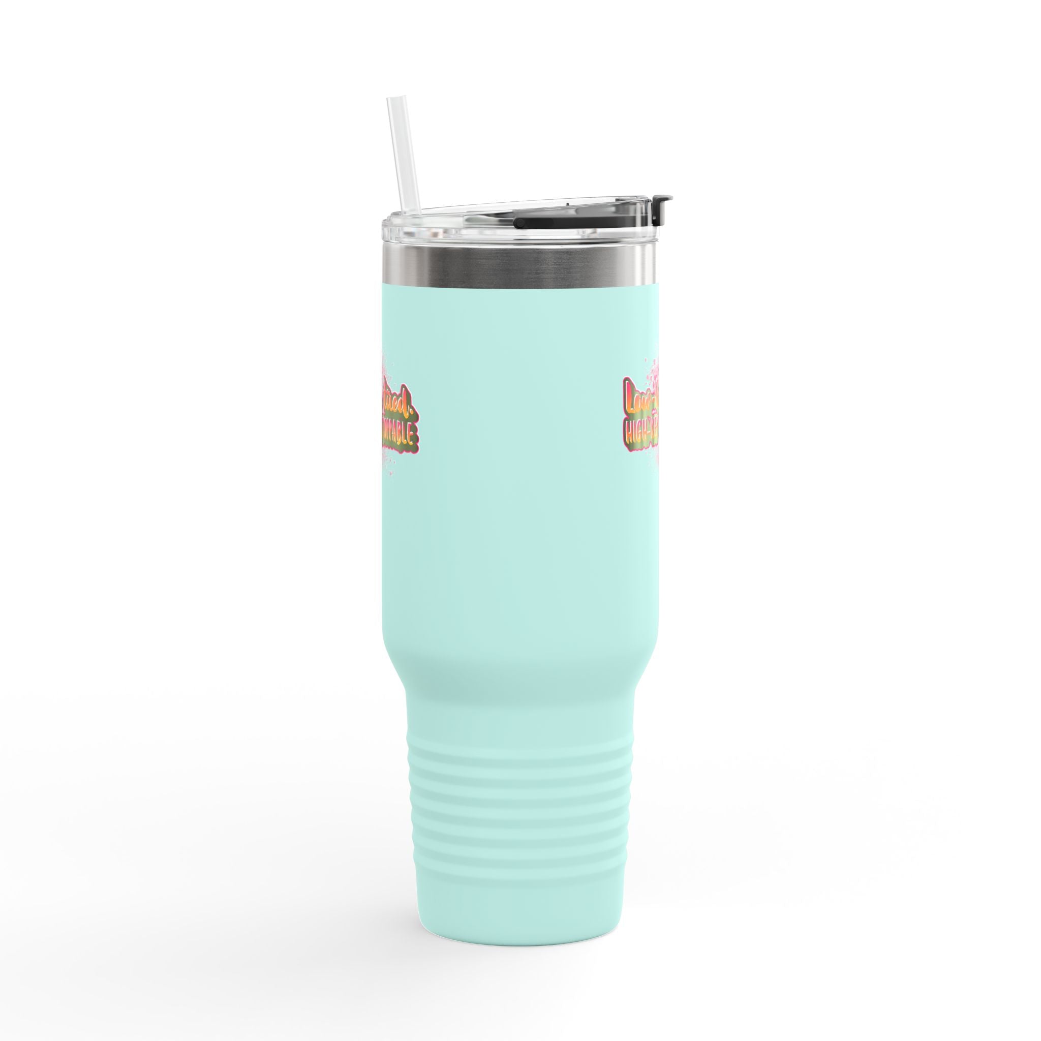 Vibrant Insulated Travel Mug, 40oz - High-Key Unstoppable, Perfect for Road Trips, Coffee Lovers, Gen-Z, Hydration on the Go