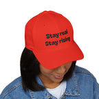 Motivational Unisex Cap, Stay Real Stay Rising Hat, Inspirational Gift, Unique Graphic Baseball Cap, Gen-z Casual Wear