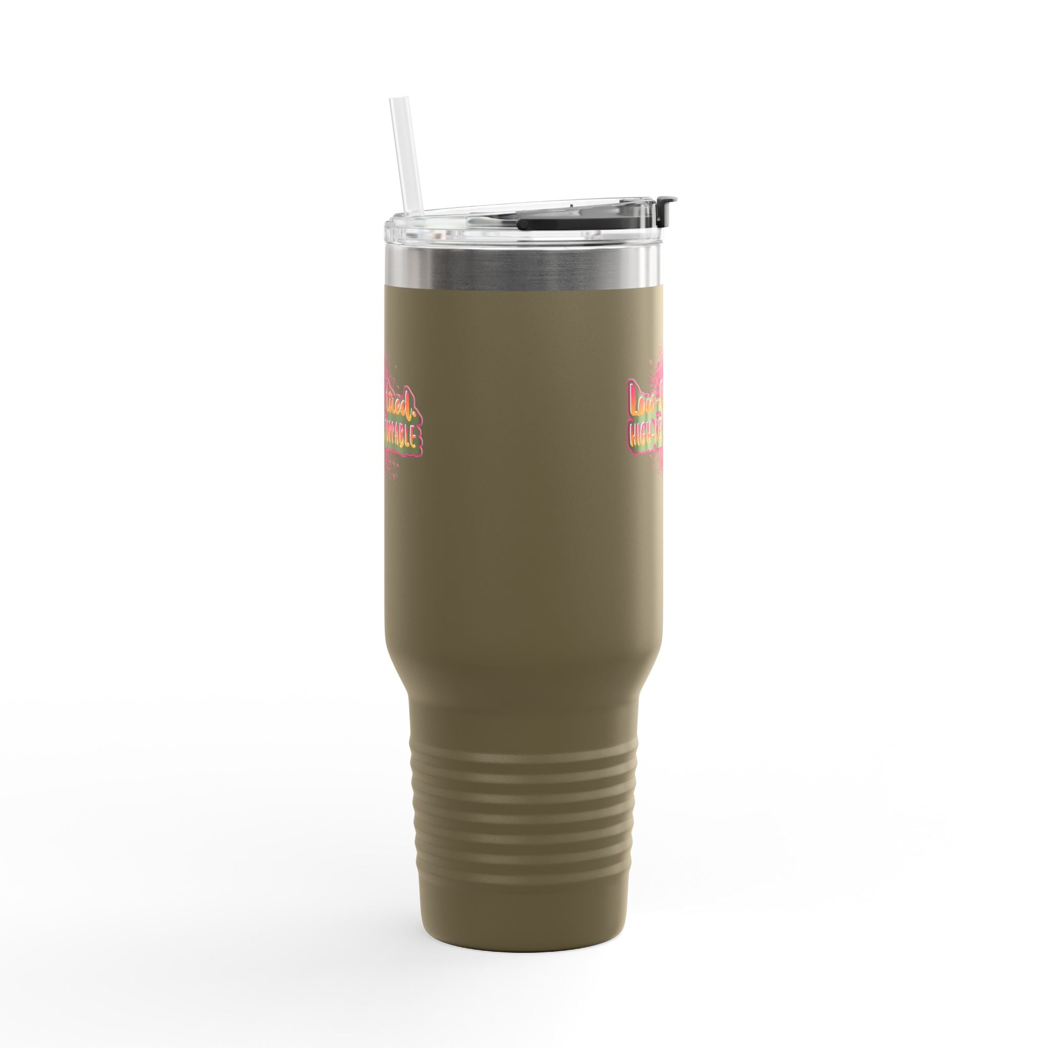 Vibrant Insulated Travel Mug, 40oz - High-Key Unstoppable, Perfect for Road Trips, Coffee Lovers, Gen-Z, Hydration on the Go
