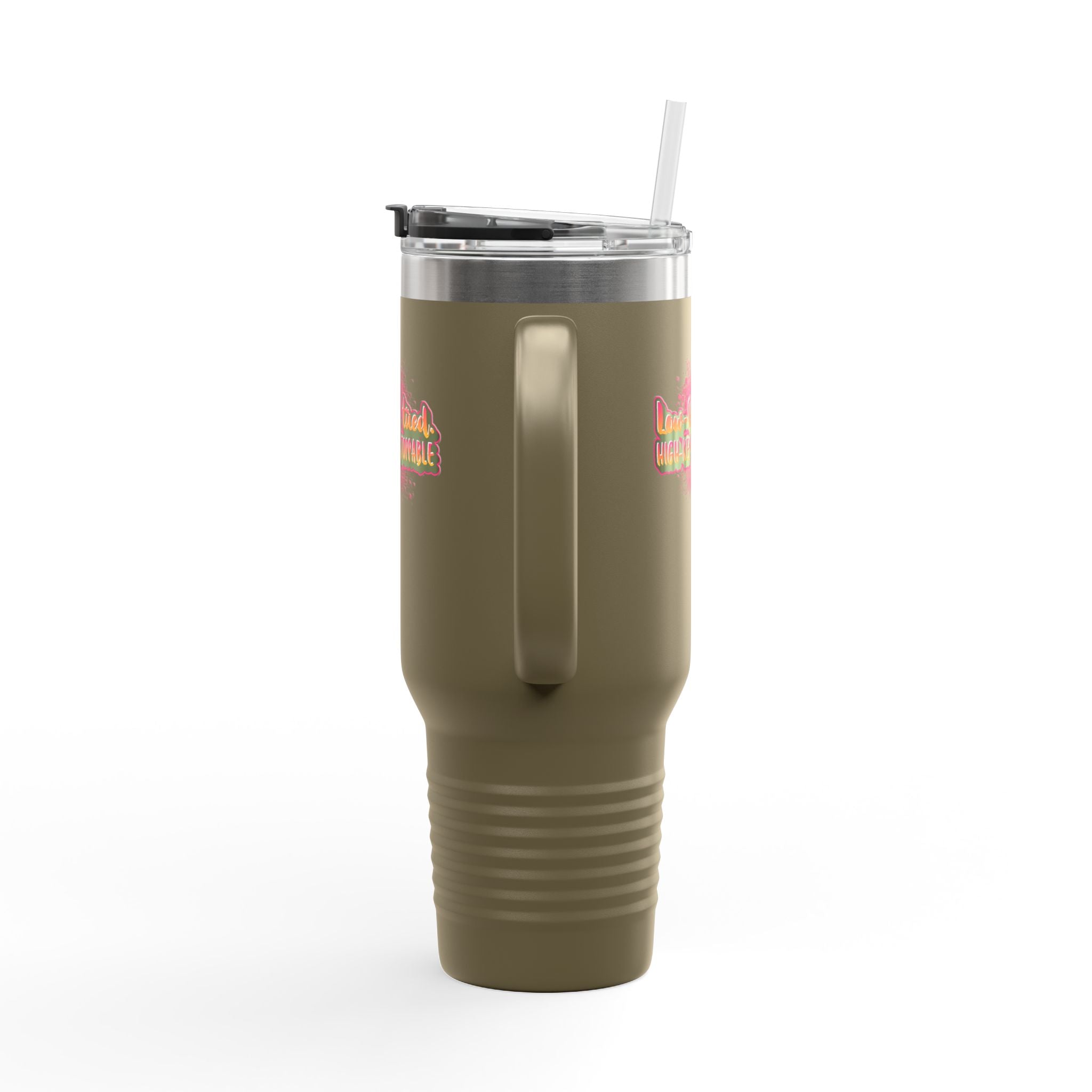 Vibrant Insulated Travel Mug, 40oz - High-Key Unstoppable, Perfect for Road Trips, Coffee Lovers, Gen-Z, Hydration on the Go