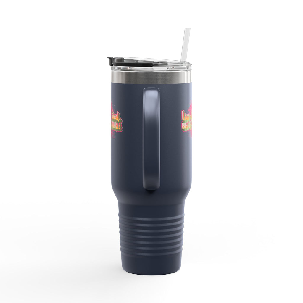 Vibrant Insulated Travel Mug, 40oz - High-Key Unstoppable, Perfect for Road Trips, Coffee Lovers, Gen-Z, Hydration on the Go