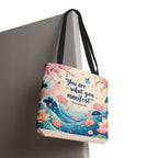 Manifestation Tote Bag, Inspirational Tote, Floral Design Bag, Motivational Carryall, Gift for Her, Boho Chic Shopping Bag