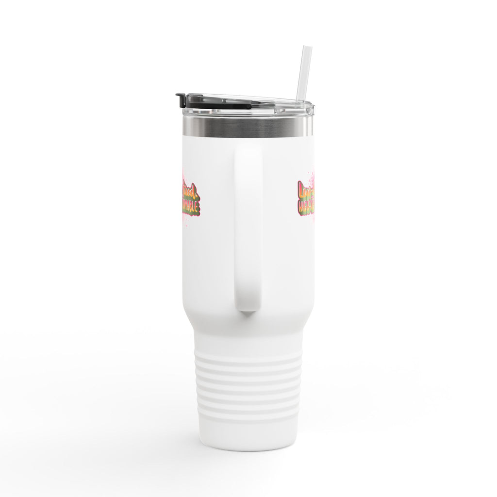 Vibrant Insulated Travel Mug, 40oz - High-Key Unstoppable, Perfect for Road Trips, Coffee Lovers, Gen-Z, Hydration on the Go