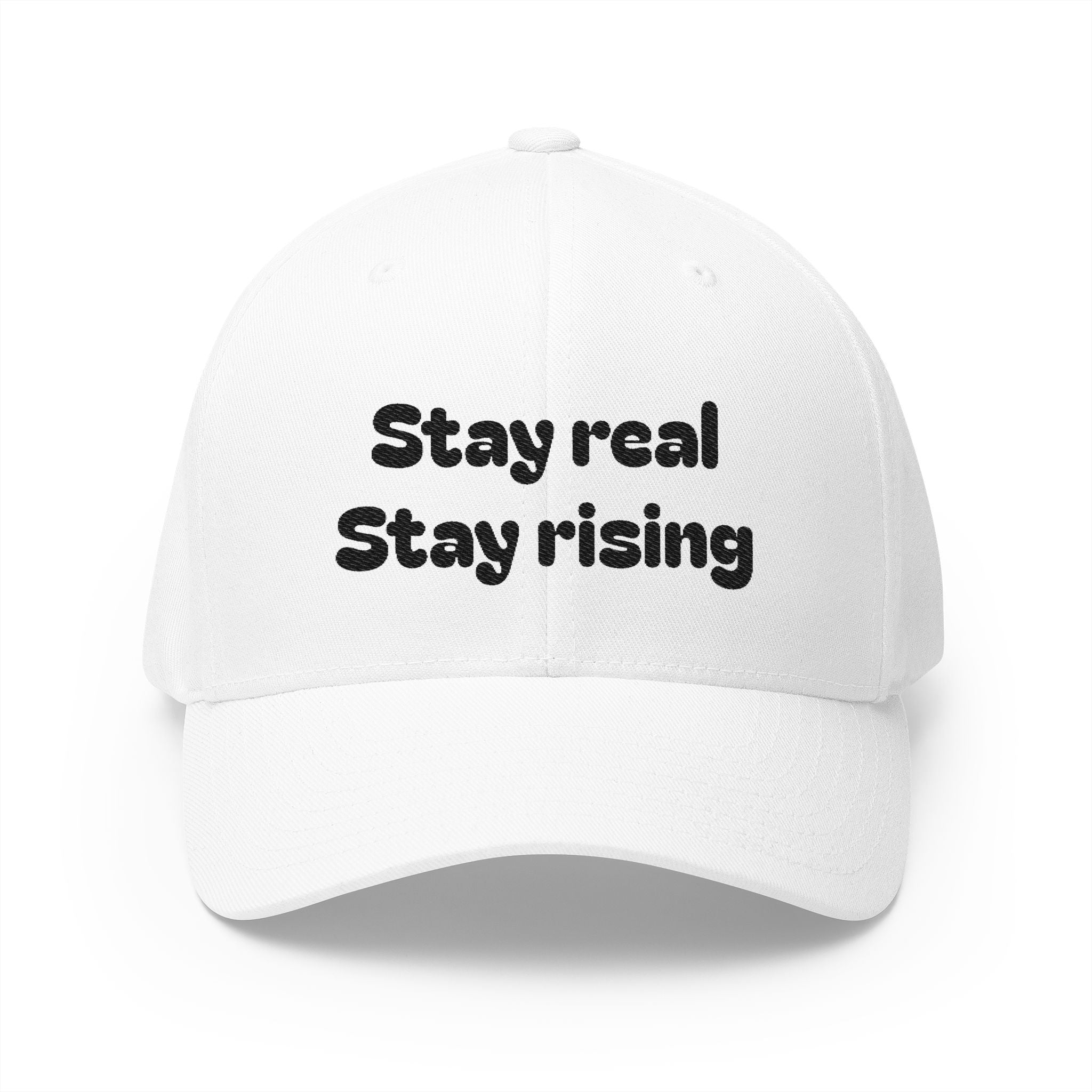 Motivational Unisex Cap, Stay Real Stay Rising Hat, Inspirational Gift, Unique Graphic Baseball Cap, Gen-z Casual Wear