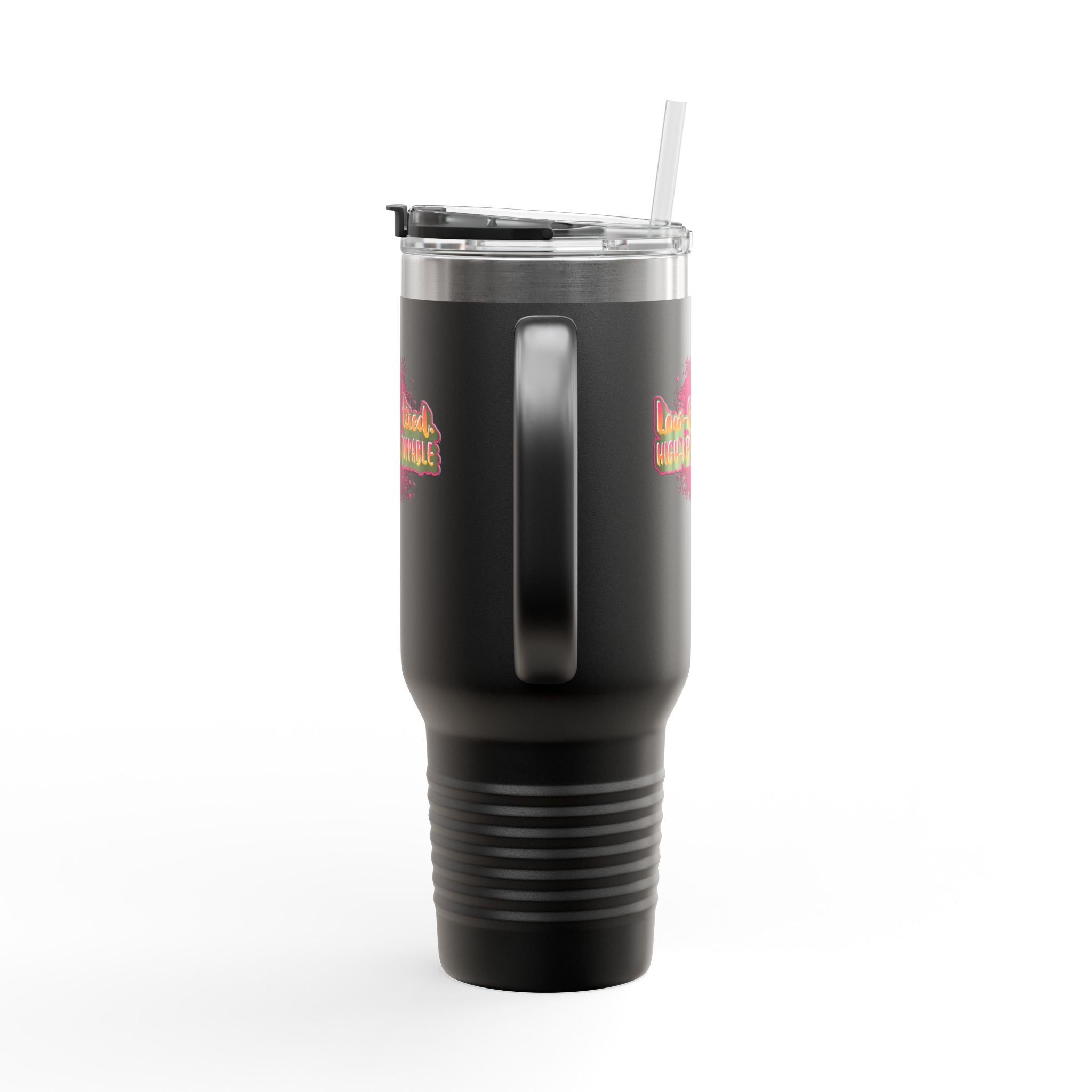 Vibrant Insulated Travel Mug, 40oz - High-Key Unstoppable, Perfect for Road Trips, Coffee Lovers, Gen-Z, Hydration on the Go