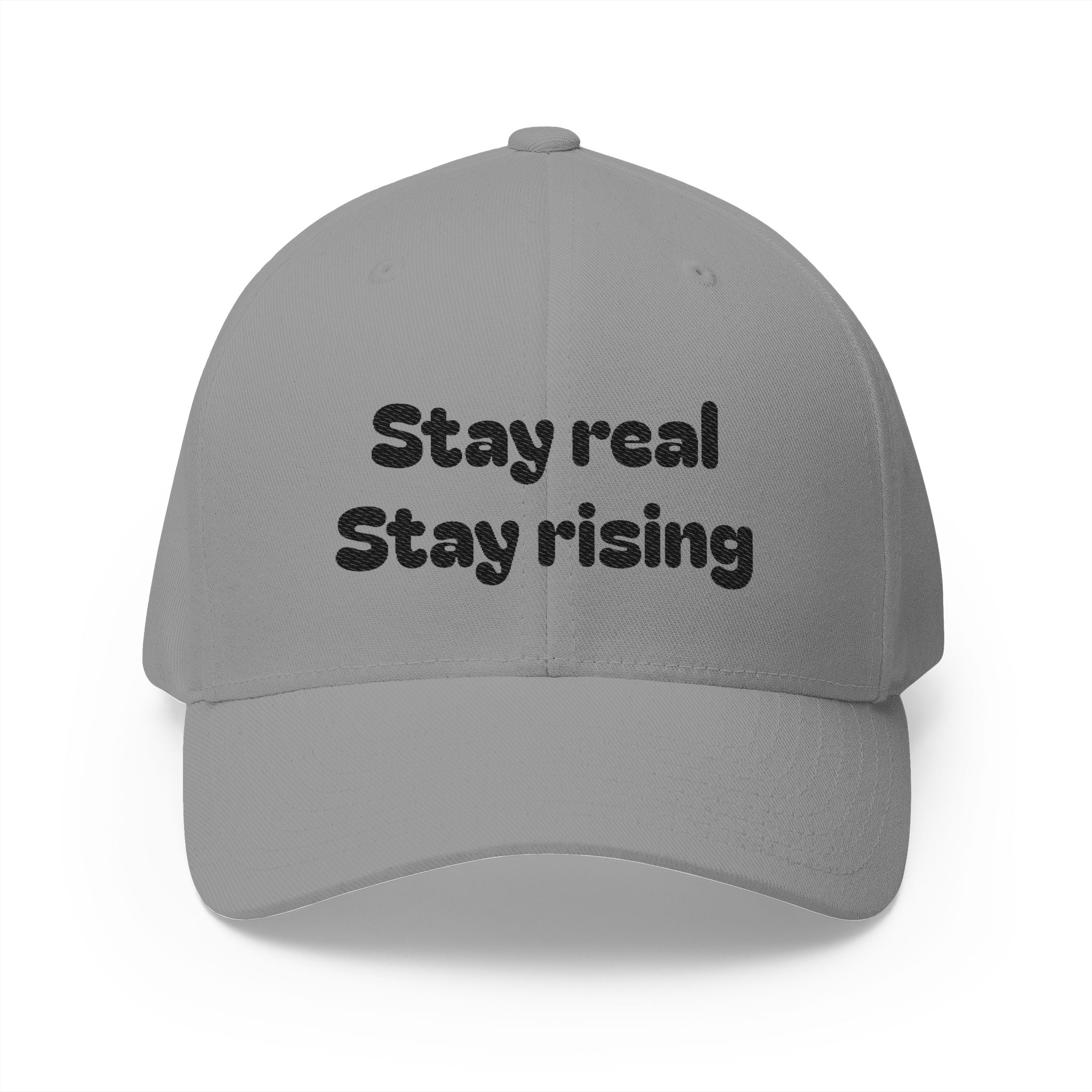 Motivational Unisex Cap, Stay Real Stay Rising Hat, Inspirational Gift, Unique Graphic Baseball Cap, Gen-z Casual Wear