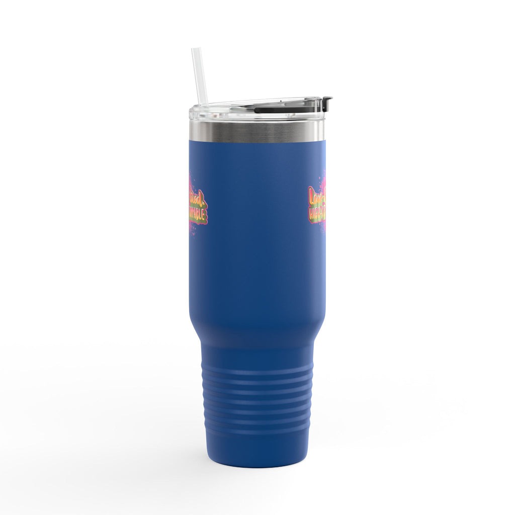 Vibrant Insulated Travel Mug, 40oz - High-Key Unstoppable, Perfect for Road Trips, Coffee Lovers, Gen-Z, Hydration on the Go