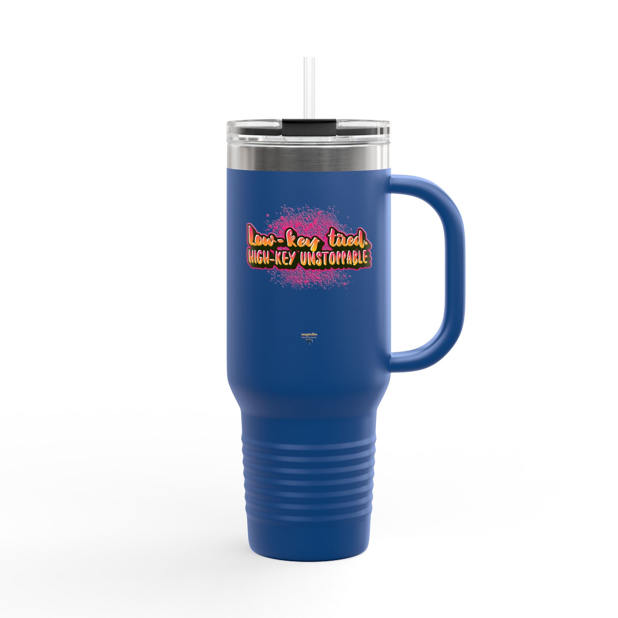 Vibrant Insulated Travel Mug, 40oz - High-Key Unstoppable, Perfect for Road Trips, Coffee Lovers, Gen-Z, Hydration on the Go